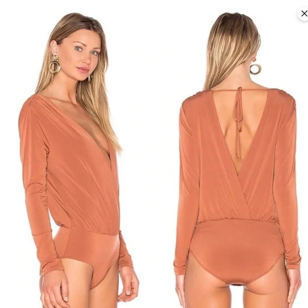 BCBGeneration | Low-V Bodysuit in Rustic (burnt orange)